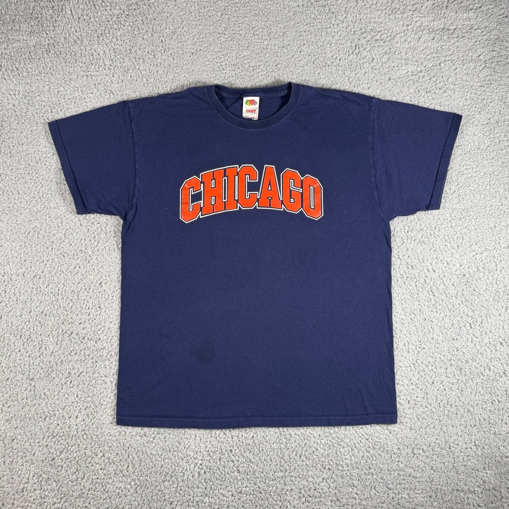 Vintage Chicago Spell-Out T-Shirt Size XL Bears City Tourist‎ Blue